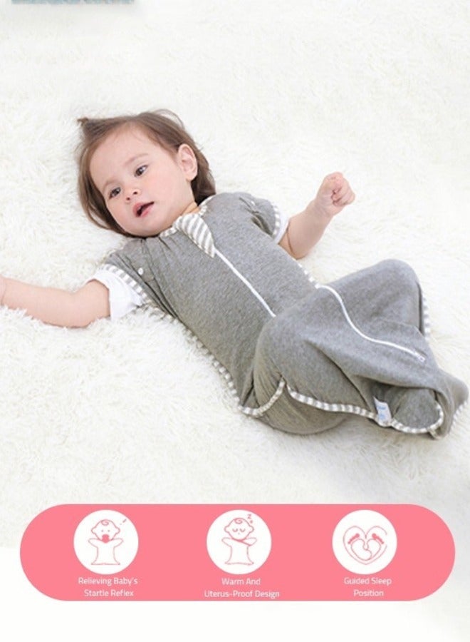 Baby Swaddle Blanket Sack with Arms Free Design, Transition to Arm Freedom Wearable High Quality Comfortable Baby Swaddle Blanket Sack for Newborn Girl and Boy, Medium 100% Breathable Cotton 3-6Months, Grey Color - Image 2