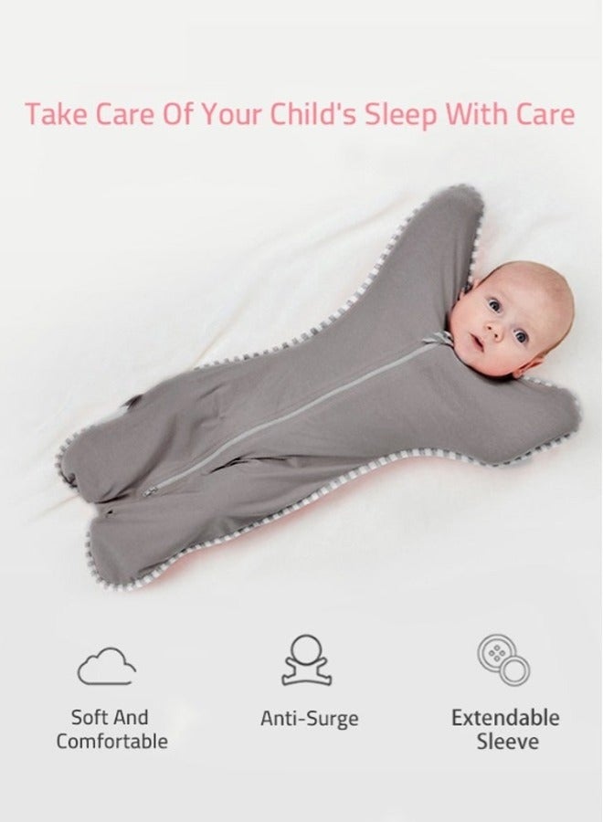 Baby Swaddle Blanket Sack with Arms Free Design, Transition to Arm Freedom Wearable High Quality Comfortable Baby Swaddle Blanket Sack for Newborn Girl and Boy, Medium 100% Breathable Cotton 3-6Months, Grey Color - Image 4