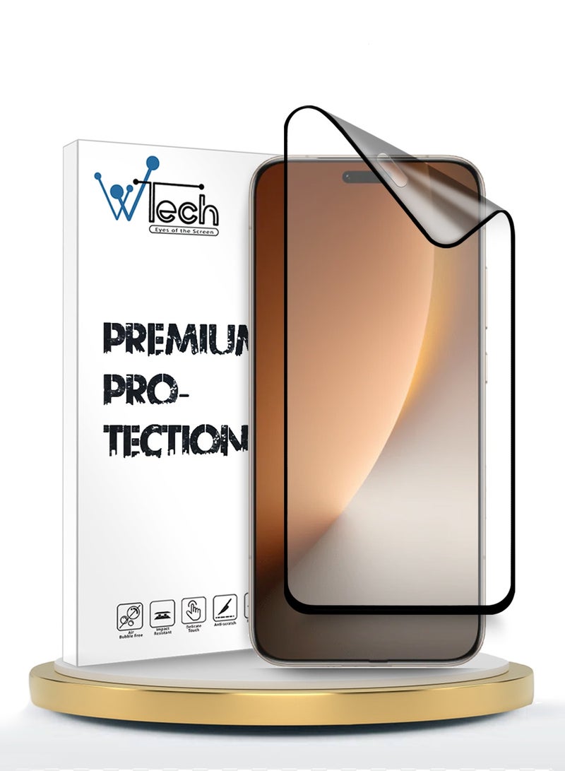 دبليو تيك هاتف Honor Magic8 Pro 5G 2025 بحماية شاشة سيراميك نانو فاخرة بالتغطية الكاملة والغراء الكامل وحماية مرنة للشاشة ماتي (MSCNMN) - شفاف/أسود - Image 1