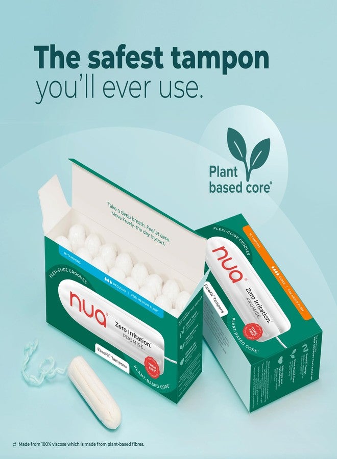 Nua EaseFit Tampons for Light Flow | 16 Tampons | Gynaecologically Tested | Hypoallergenic | Rapid Absorption Core | Leak-Proof Protection - Image 2