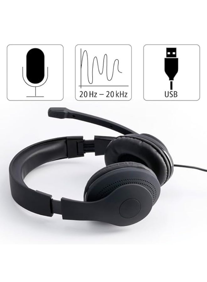 Hama Renewed - HS-USB300 Wired Headphones with Microphone -Black - Image 2