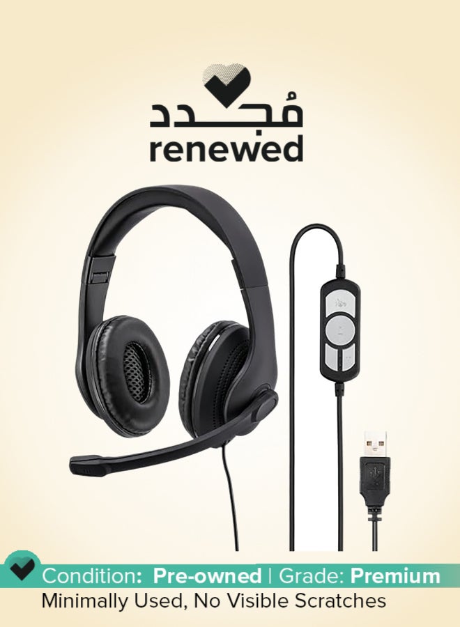 Hama Renewed - HS-USB300 Wired Headphones with Microphone -Black - Image 1