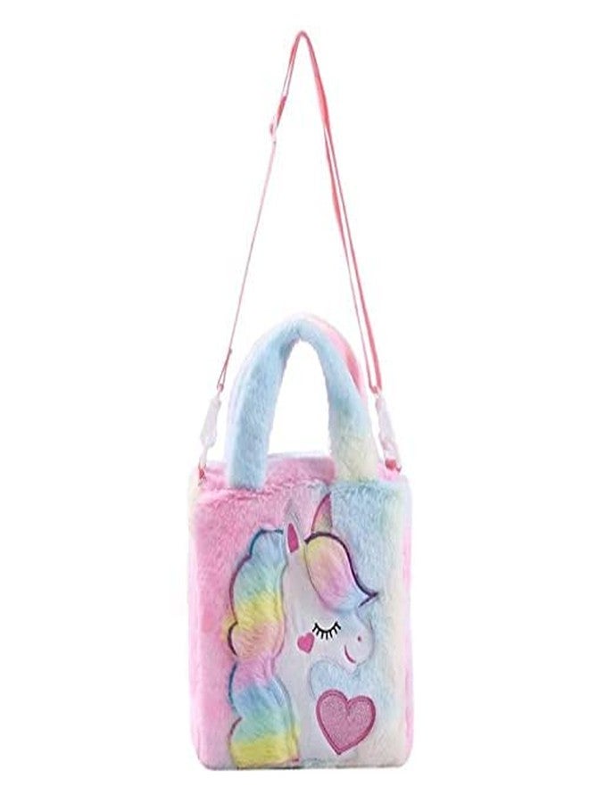 Firstdemand Unicorn Sling Bags for Girls Unicorn Fur Sling Bag Side shoulder Bag Stylish Soft Fur Unicorn Bag for Kids Coin Bag for Girls Teens Women - Image 3