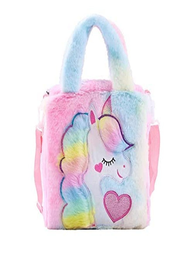 Firstdemand Unicorn Sling Bags for Girls Unicorn Fur Sling Bag Side shoulder Bag Stylish Soft Fur Unicorn Bag for Kids Coin Bag for Girls Teens Women - Image 1