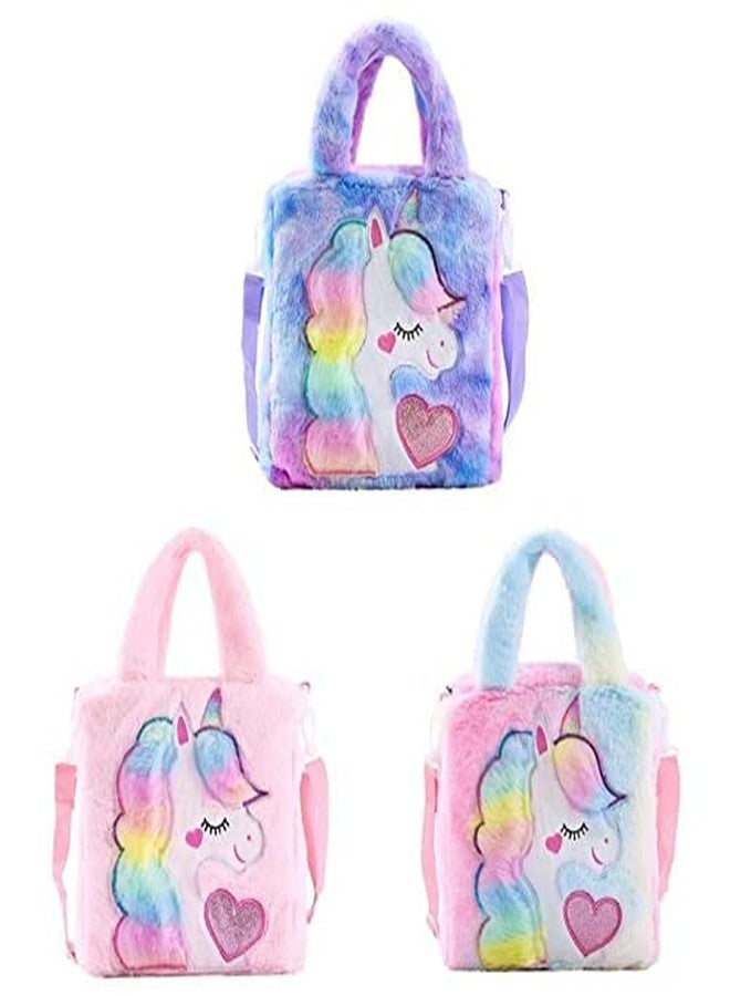 Firstdemand Unicorn Sling Bags for Girls Unicorn Fur Sling Bag Side shoulder Bag Stylish Soft Fur Unicorn Bag for Kids Coin Bag for Girls Teens Women - Image 4