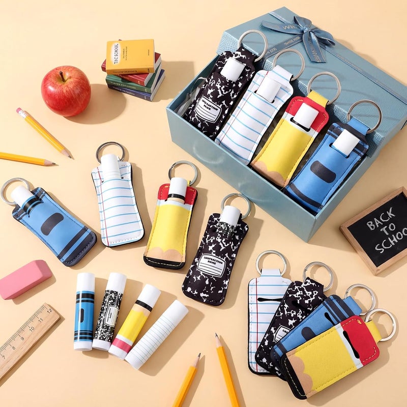 Loopeer 48 Pcs/24set Graduation Lip Balm Gifts Bulk for Teacher Pencil Themed Lip Balm and Lipstick Holder Keychian Thank You Teacher Appreciation Gift for End of Year Back to School Party Favors - Image 3