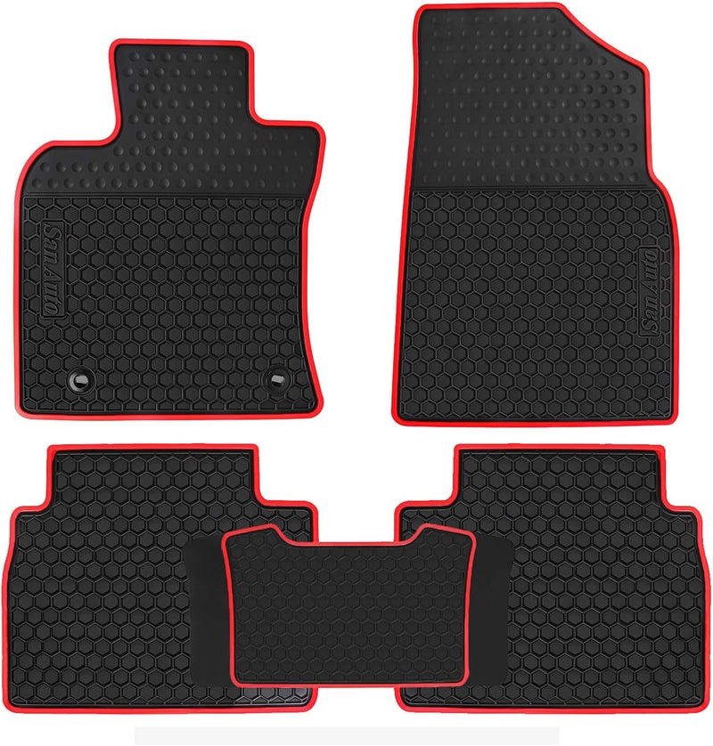 SAN AUTO HD-Mart Car Floor Mats Custom Fit for Toyota Camry 8th 2018 2019 2020 2021 2022 2023 Rubber Black Red Car Floor Liners Set All Weather Season Protection Heavy Duty Odorless - Image 1