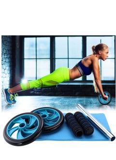 Generic AB Wheel Roller for Total Body Exerciser With Knee Mat - Blue  - Image 2
