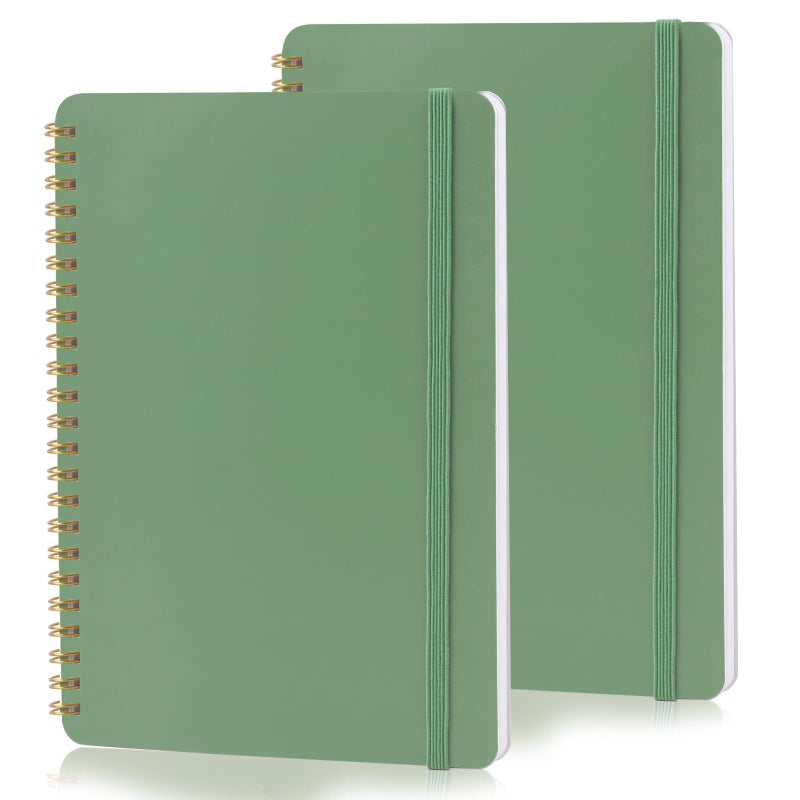 Utron Spiral Notebook For Women & Men  2Pcs Spiral Journal Notebooks  5.9 X 8.3  College Ruled Notebook For Work Notes  Journal Writing  And Daily Life Entries (Green) - Image 1