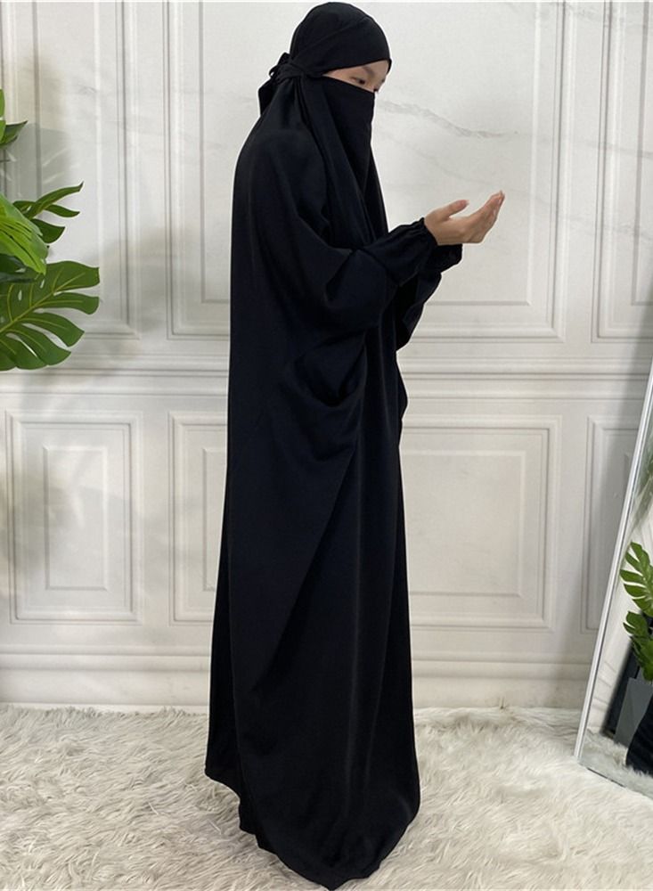 Loquat Women's Solid Bat Sleeve Large Dress Abaya 