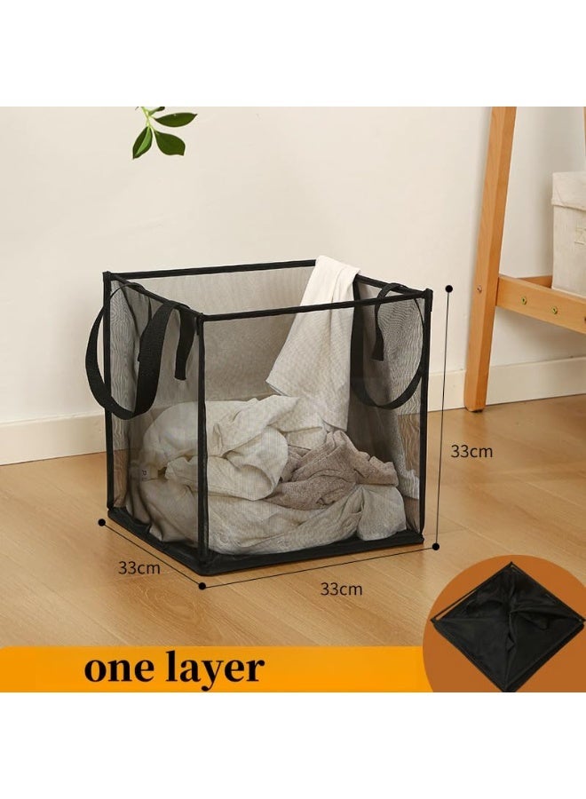 Anmi 2-Pack Collapsible Laundry Basket, Foldable Mesh Hamper with Carry Handle | Pop-Up Storage for Bedroom, Bathroom, Dorm, Closet & Travel - Image 2
