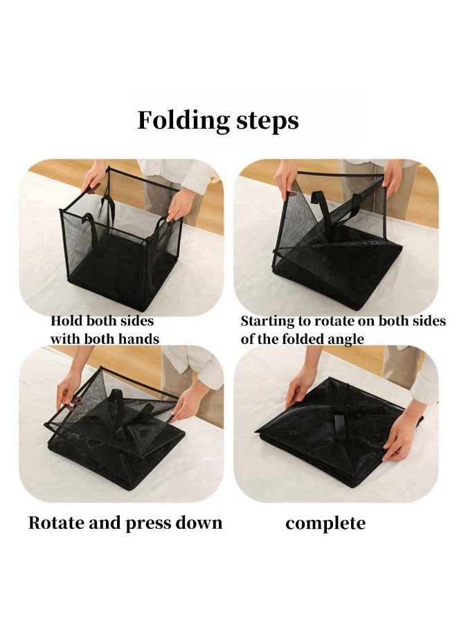 Anmi 2-Pack Collapsible Laundry Basket, Foldable Mesh Hamper with Carry Handle | Pop-Up Storage for Bedroom, Bathroom, Dorm, Closet & Travel - Image 3