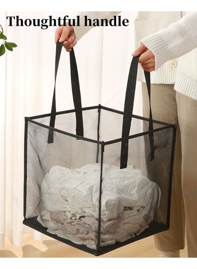 Anmi 2-Pack Collapsible Laundry Basket, Foldable Mesh Hamper with Carry Handle | Pop-Up Storage for Bedroom, Bathroom, Dorm, Closet & Travel - Image 4