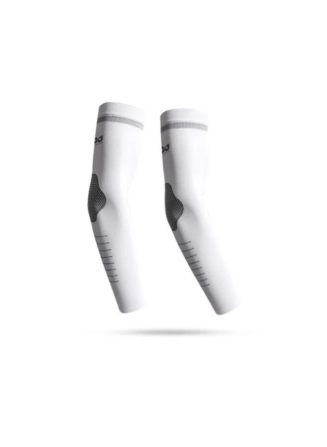 Levesica White Sunscreen ice Silk Sleeves | UV Sun Protection Arm Sleeves Cooling Sports Sleeve Anti Slip Ice Silk Warmers Arm Covers for Men Women - Image 1