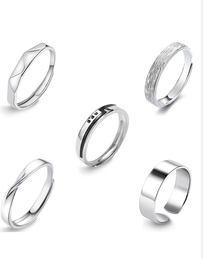 GUSGU 5pcs Open Adjustable Rings Set Unisex Stacking Ring Stackable for Women Men Girls Boys - Image 1