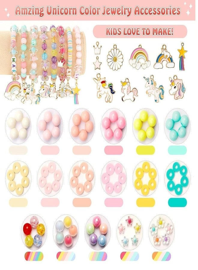FEXONXA Beads Bracelet Making Kit with 1400 PCS Alphabet Beads | 28 Grids A–Z Letter Beads Jewelry Making Set with Storage Box | DIY Friendship Bracelet Kit Gift for Girls & Boys Age (Unicorn Pastel) - Image 2