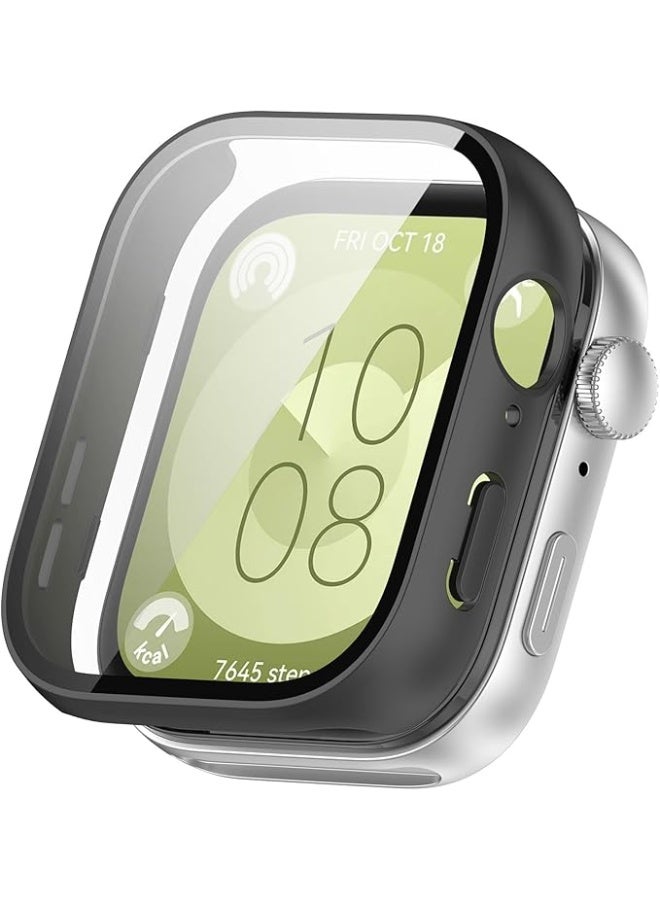 جراب حماية لساعة هواوي فيت 3 من  صلب البولي كربونات + غطاء واقي للشاشة بتغطية كاملة مضاد للصدمات أسود - Image 5