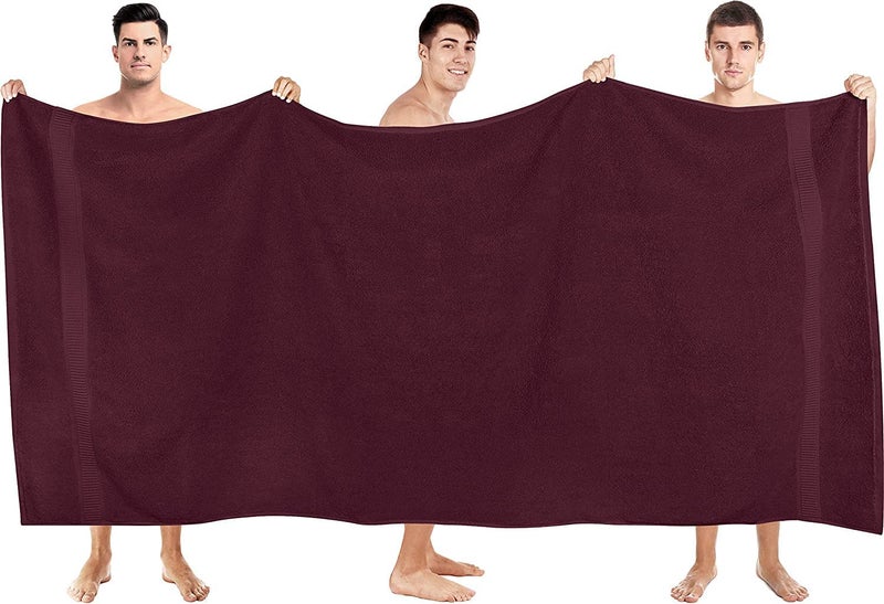 TIQH 100% Cotton Highly Absorbent and Quick Dry Extra Jumbo Large Soft Bath/Beach Towel (30x60 Inches, Maroon) - Image 1