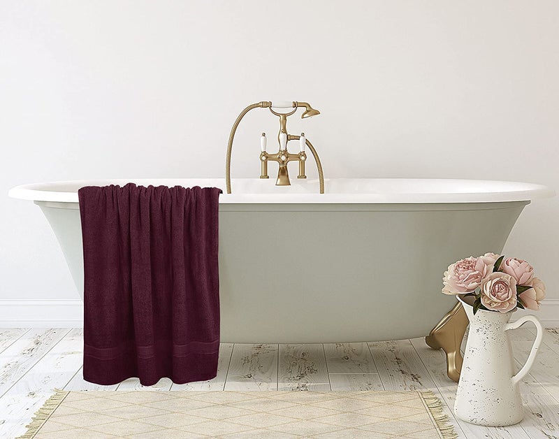 TIQH 100% Cotton Highly Absorbent and Quick Dry Extra Jumbo Large Soft Bath/Beach Towel (30x60 Inches, Maroon) - Image 3