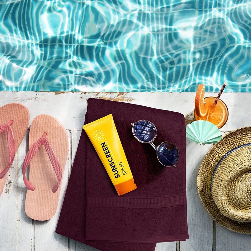 TIQH 100% Cotton Highly Absorbent and Quick Dry Extra Jumbo Large Soft Bath/Beach Towel (30x60 Inches, Maroon) - Image 5