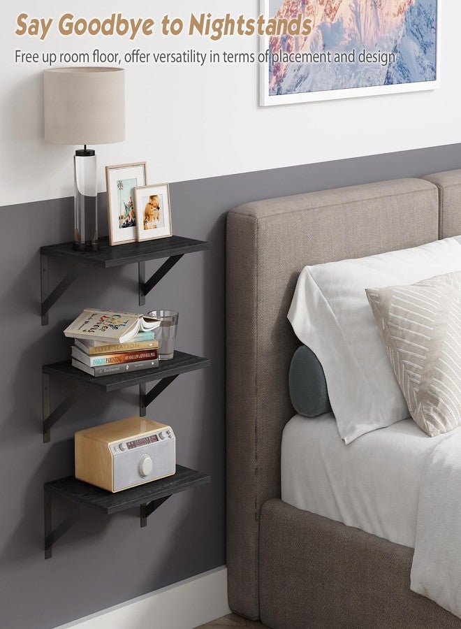 Forbena 12 Inch Deep Floating Shelves for Wall, Wide Black Wall Mounted Shelves for Bedroom Office Books Plants, Large Hanging Shelf for Living Room Bathroom Kitchen Closet Pantry Storage (3-Pack) - Image 2