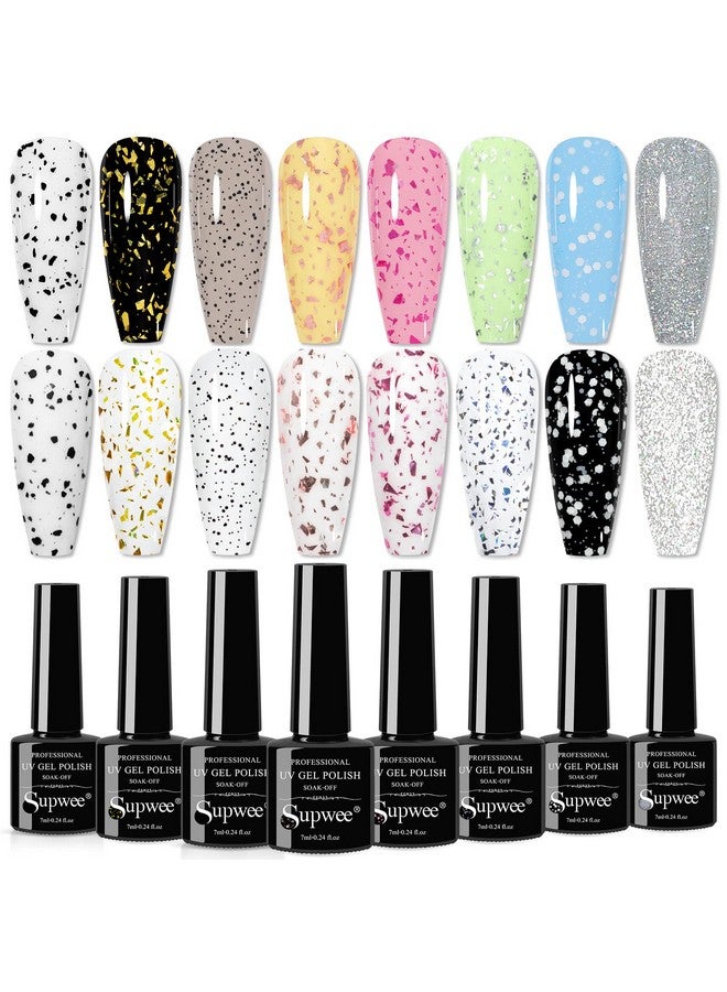 سوبوي 8 ألوان بريق معطف فوقي هلام الفضة الذهب الترتر معطف فوقي قشر البيض معطف فوقي هلام البولندية عاكس بريق معطف فوقي البريق لامعة لامع لا يمسح هلام معطف فوقي هلام البولندية - Image 1