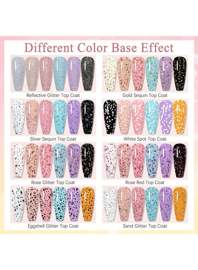 سوبوي 8 ألوان بريق معطف فوقي هلام الفضة الذهب الترتر معطف فوقي قشر البيض معطف فوقي هلام البولندية عاكس بريق معطف فوقي البريق لامعة لامع لا يمسح هلام معطف فوقي هلام البولندية - Image 5