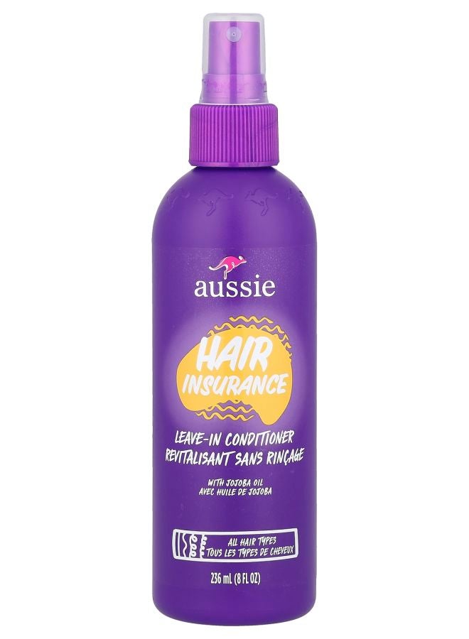 Aussie بلسم الشعر التأميني بدون شطف مع زيت الجوجوبا لجميع أنواع الشعر 8 أونصة سائلة (236 مل)