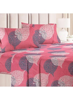 VAS COLLECTIONS VAS COLLECTION 160 TC Prime Collection 1 Double Bedsheet with 2 Matching Pillow Covers Soft Brushed Microfiber Wrinkle Free 3 Pcs Set 228x225 cm or 6 x7 ft Pink Green 