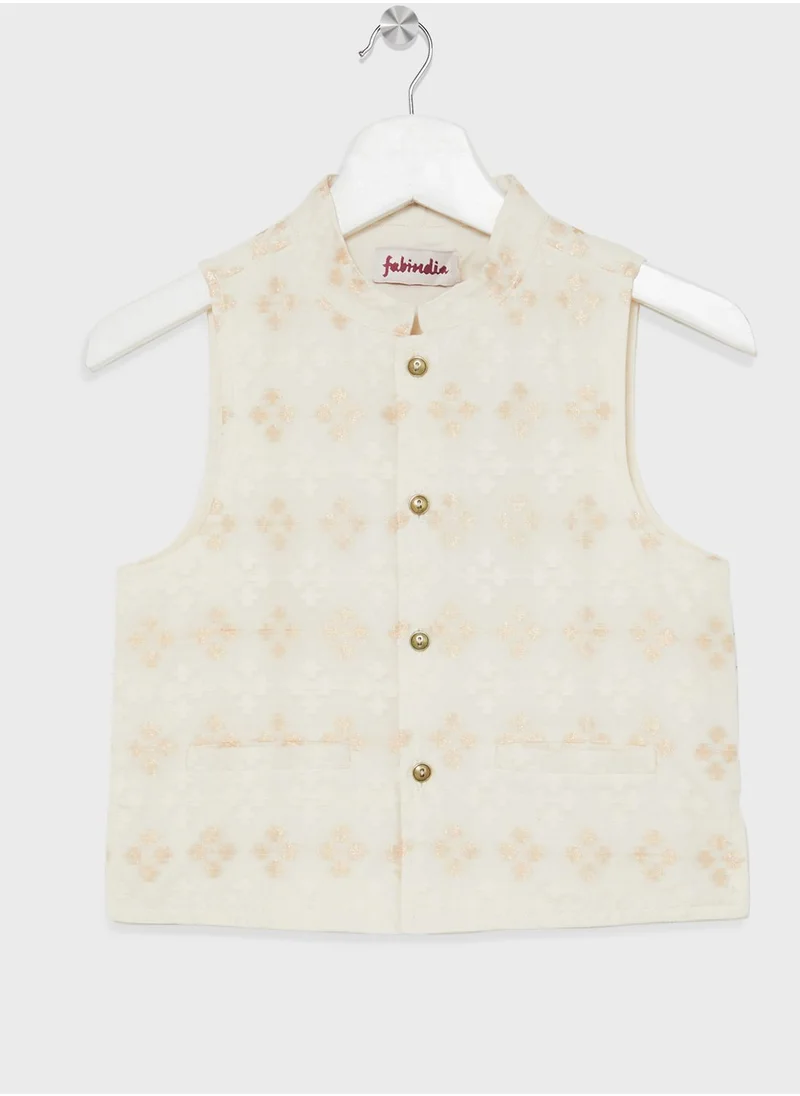 Fabindia Kids Plain Long Kurta With Jacket