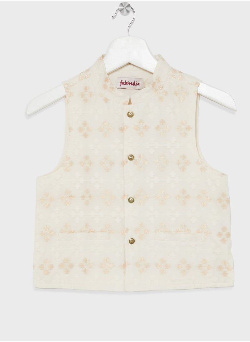 Fabindia - Kids Plain Long Kurta With Jacket - Image 1
