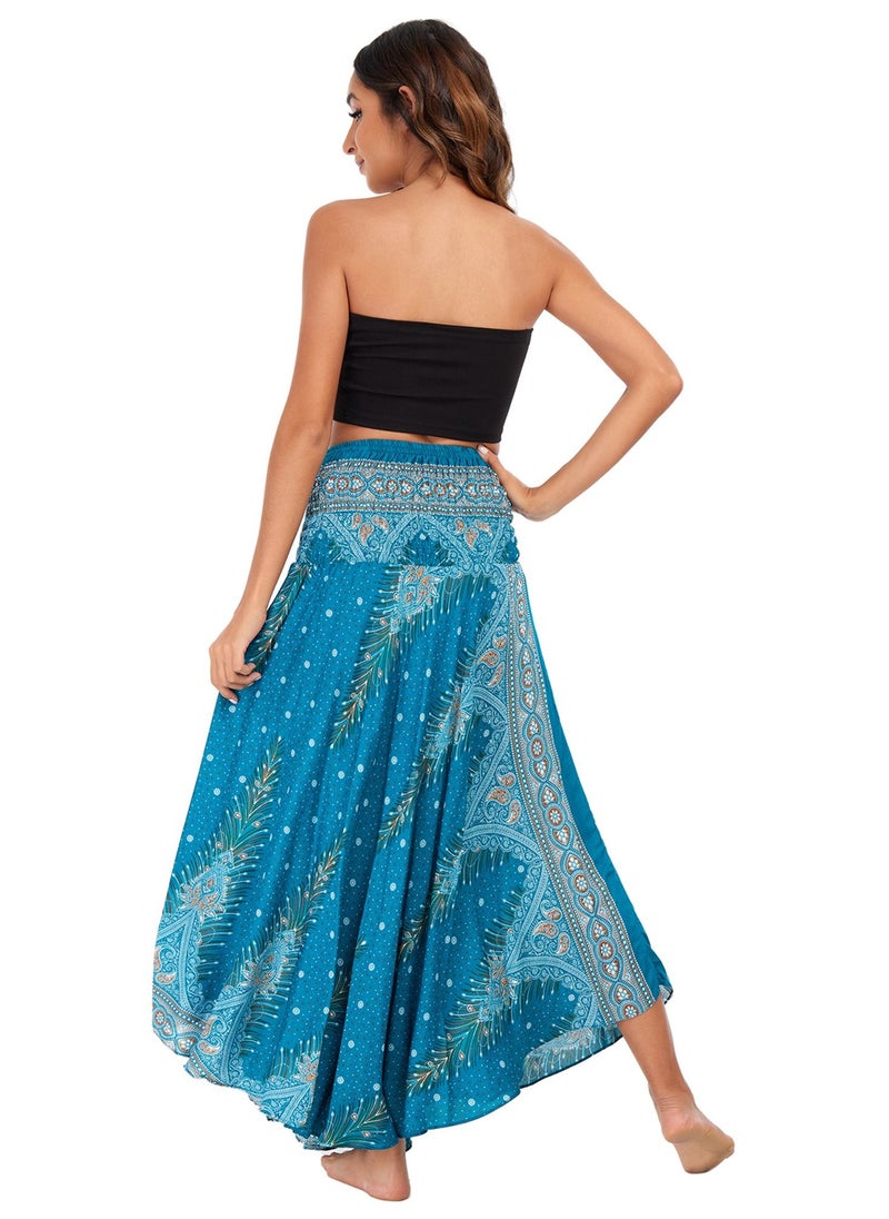 Loquat - Casual Dress Half Skirt Beach Vacation Skirt Two Dresses Full Skirt Blue - Image 1