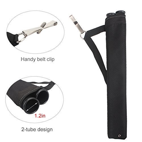Kratarc Archery 2 Tube Hip Arrow Quiver Waist Hanged Carry Bag with Hook for Shooting (Black) - Image 2