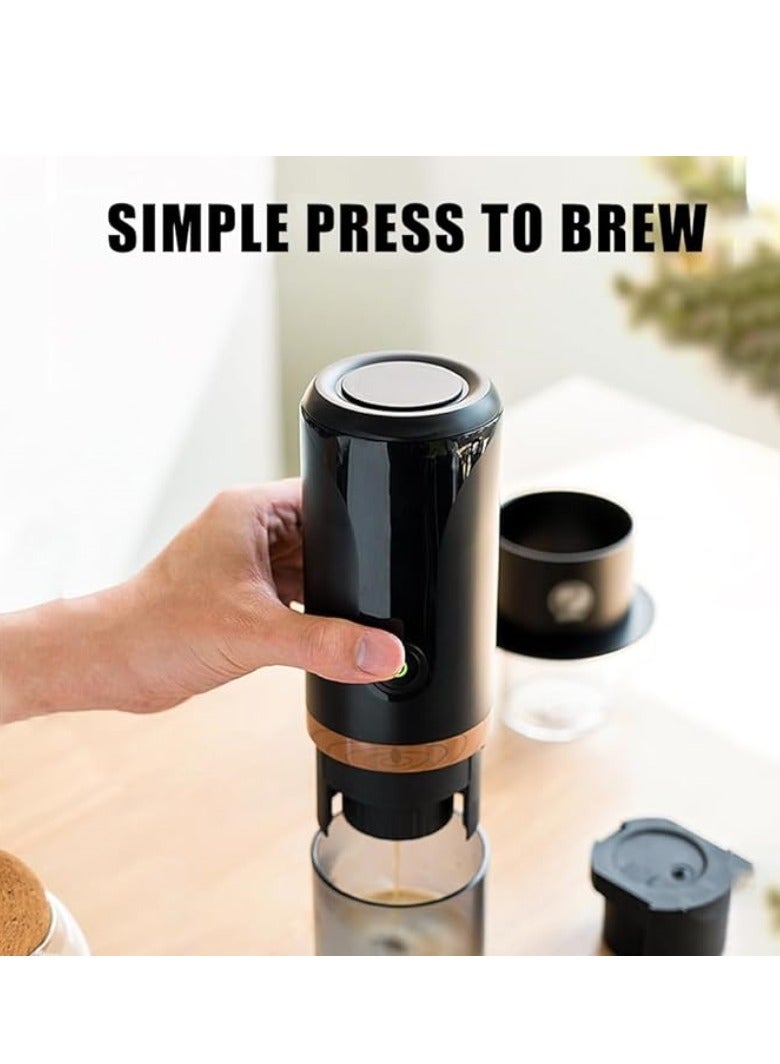 إم مياويان "آلة إسبرسو، آلة إسبرسو محمولة بضغط 9 بار، ماكينة قهوة صغيرة للسفر 2 في 1، متوافقة مع الكبسولات والبن المطحون، رائعة للسفر والتخييم والتنزه والمكتب والمطبخ باللون الأسود.  " - Image 3