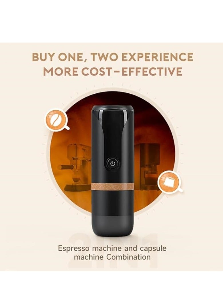 إم مياويان "آلة إسبرسو، آلة إسبرسو محمولة بضغط 9 بار، ماكينة قهوة صغيرة للسفر 2 في 1، متوافقة مع الكبسولات والبن المطحون، رائعة للسفر والتخييم والتنزه والمكتب والمطبخ باللون الأسود.  " - Image 4