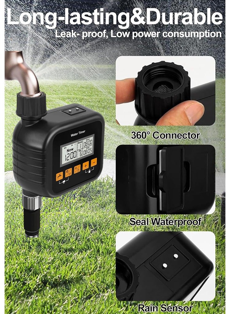 مؤقت ري الحدائق الذكي - مؤقت ري آلي مزوحساس مطر و9 برامج ري - مقاوم للماء وسهل التشغيل - متحكم ذكي بنظام الري - مؤقت رشاشات لحدائق المروج الخارجية - تحكم رقمي في الري بشاشة عرض - كمبيوتر مائي لضبط وقت الري - Image 2