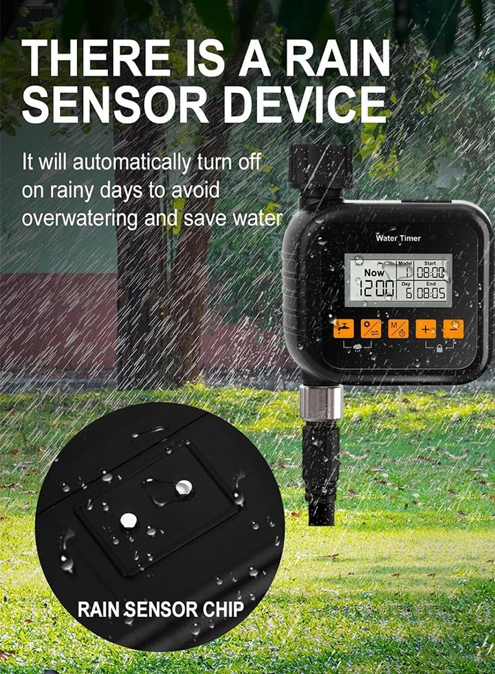 مؤقت ري الحدائق الذكي - مؤقت ري آلي مزوحساس مطر و9 برامج ري - مقاوم للماء وسهل التشغيل - متحكم ذكي بنظام الري - مؤقت رشاشات لحدائق المروج الخارجية - تحكم رقمي في الري بشاشة عرض - كمبيوتر مائي لضبط وقت الري - Image 4