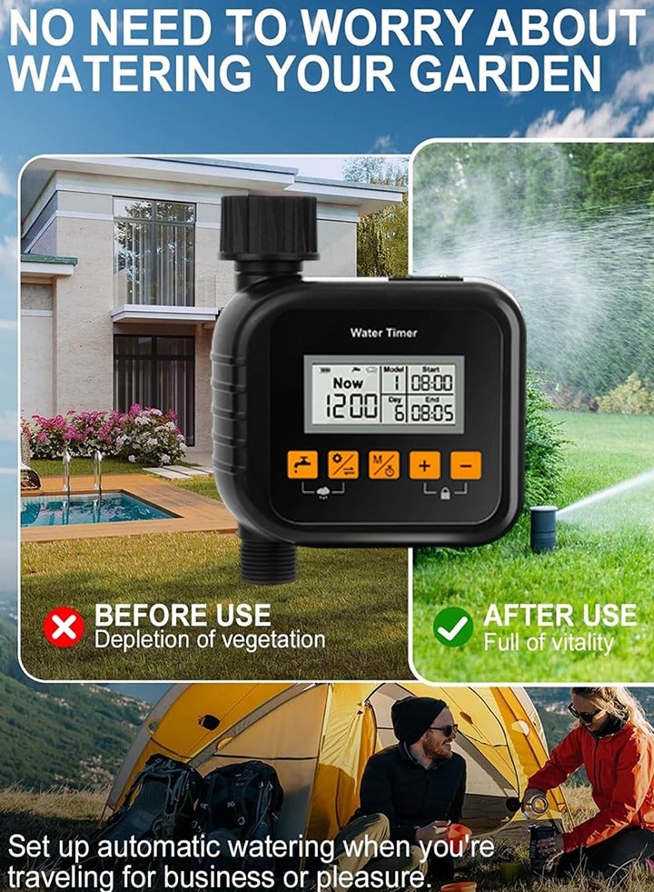 مؤقت ري الحدائق الذكي - مؤقت ري آلي مزوحساس مطر و9 برامج ري - مقاوم للماء وسهل التشغيل - متحكم ذكي بنظام الري - مؤقت رشاشات لحدائق المروج الخارجية - تحكم رقمي في الري بشاشة عرض - كمبيوتر مائي لضبط وقت الري - Image 5