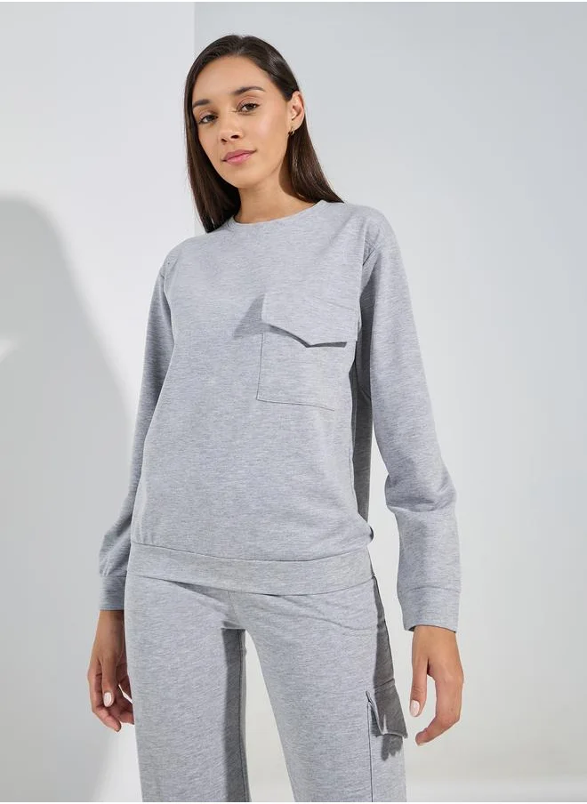 Styli Styli Solid Long Sleeves Pocket Top and Joggers Lounge Set