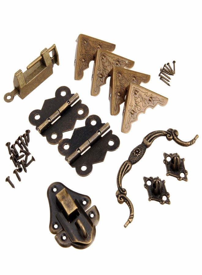 dophee Retro Decorative Lock, Latch Hasps, Pulls Handles, Hinges and Box Corner Protectors Hardware Kit for Jewelry Box Treasure Chest Wooden Box Handcrafts DIY Projects - Image 1