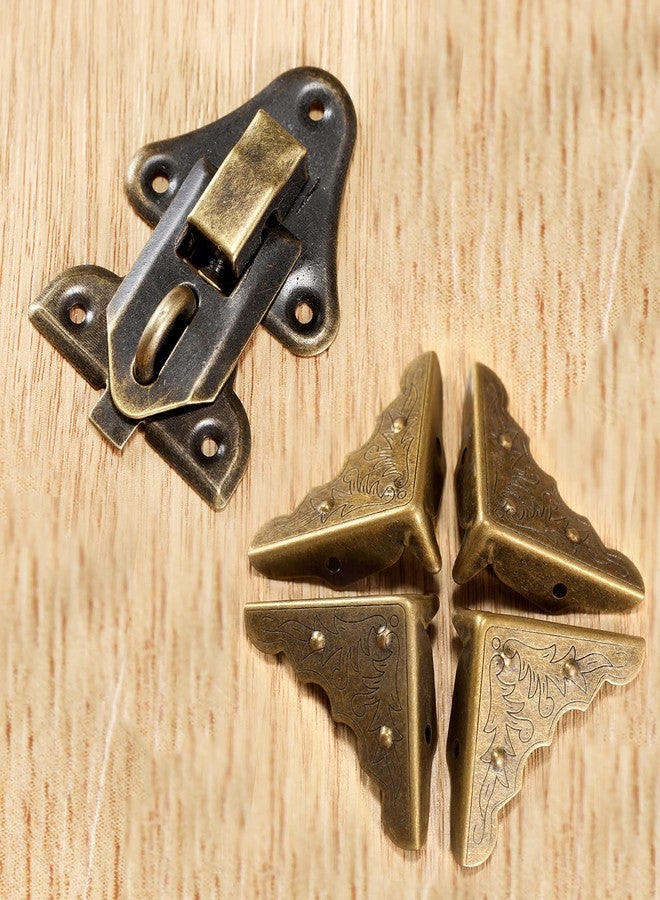 dophee Retro Decorative Lock, Latch Hasps, Pulls Handles, Hinges and Box Corner Protectors Hardware Kit for Jewelry Box Treasure Chest Wooden Box Handcrafts DIY Projects - Image 4