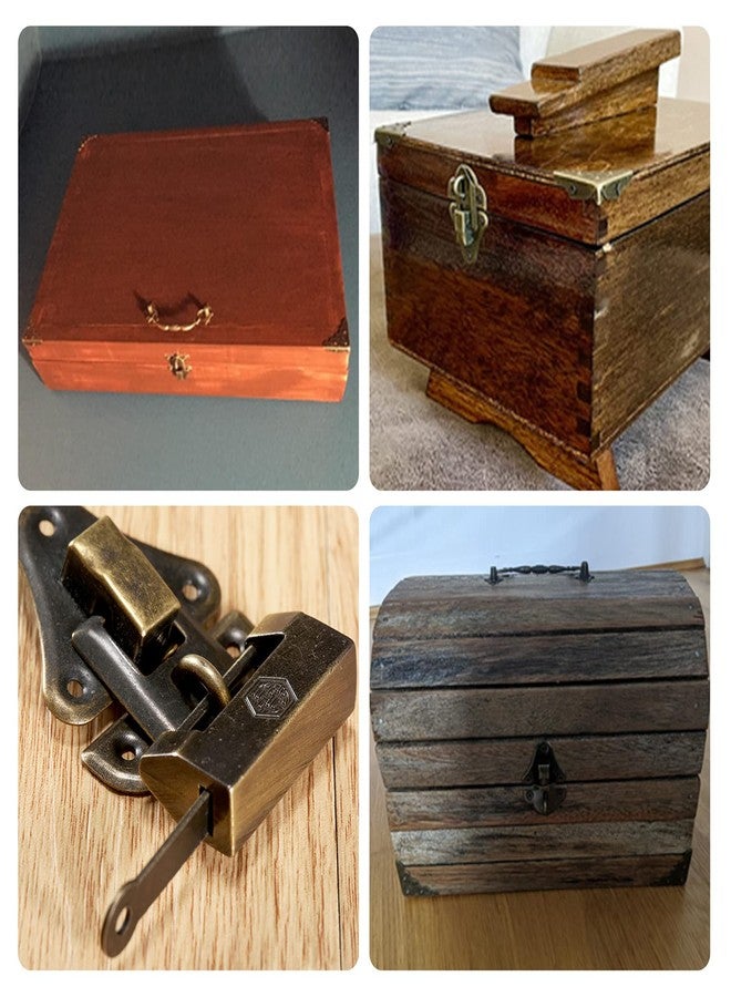 dophee Retro Decorative Lock, Latch Hasps, Pulls Handles, Hinges and Box Corner Protectors Hardware Kit for Jewelry Box Treasure Chest Wooden Box Handcrafts DIY Projects - Image 2