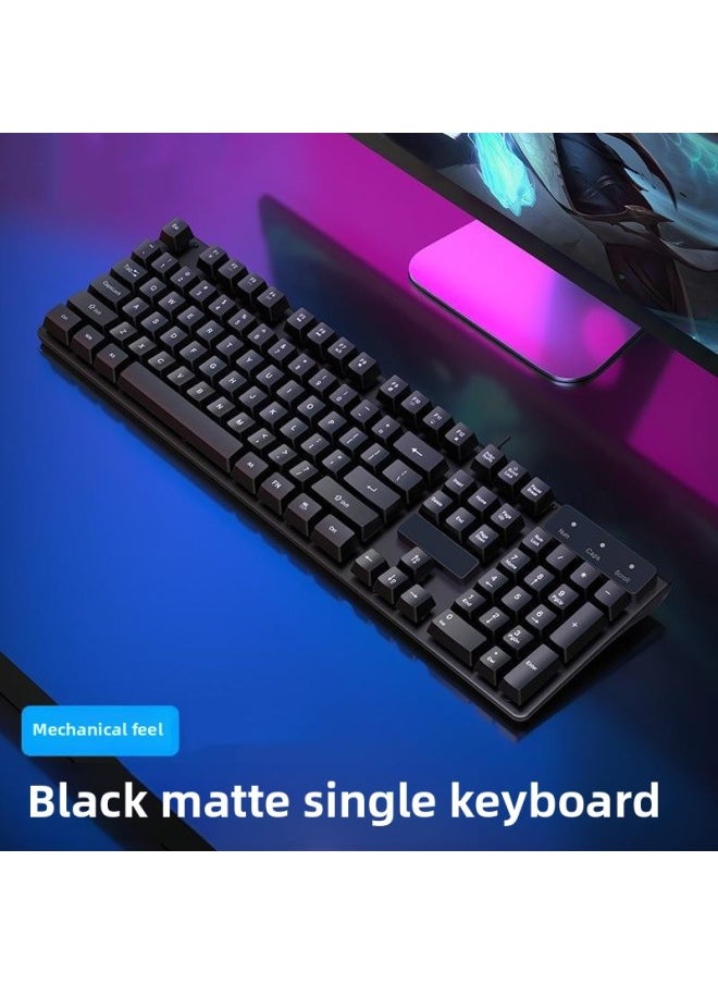 Generic - E-sports Game Wired Keyboard Keyboard Mouse Suit Mechanical Feel Desktop Laptop Office Mute Ear Wholesale-Colour:Black Matte [sound/26 Keys Without Punch] Single Keyboard * Two-year Warranty, Replace With One If Damaged - Image 1