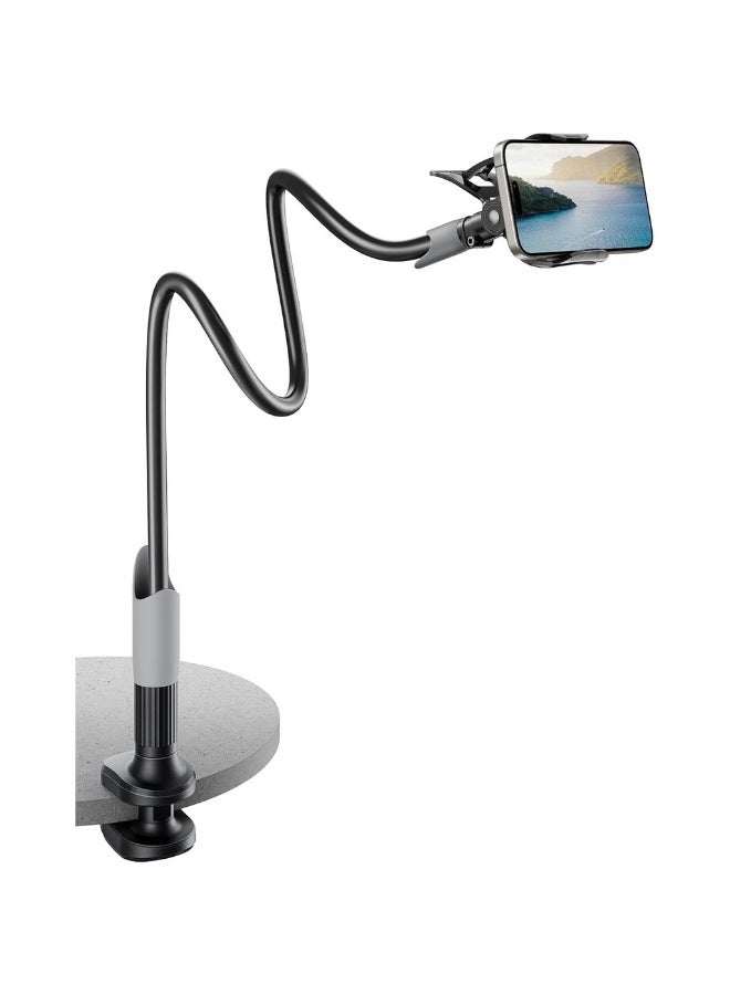 حامل هاتف محمول بزاوية مرنة مع مشبك عالمي لتثبيت يدوي حر ذراع طويل مرن لحمل الهواتف من 4.0-6.3 بوصة حامل موبايل لمراقبة الأطفال على المكتب أو السرير أو المكتب - Image 1