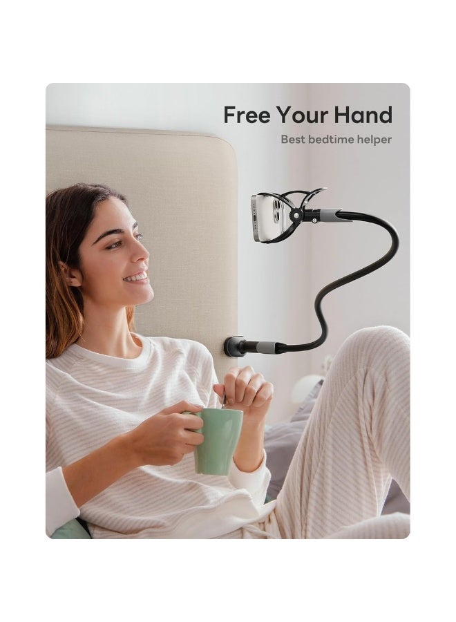 حامل هاتف محمول بزاوية مرنة مع مشبك عالمي لتثبيت يدوي حر ذراع طويل مرن لحمل الهواتف من 4.0-6.3 بوصة حامل موبايل لمراقبة الأطفال على المكتب أو السرير أو المكتب - Image 5