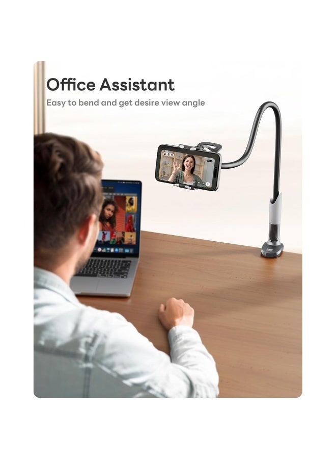حامل هاتف محمول بزاوية مرنة مع مشبك عالمي لتثبيت يدوي حر ذراع طويل مرن لحمل الهواتف من 4.0-6.3 بوصة حامل موبايل لمراقبة الأطفال على المكتب أو السرير أو المكتب - Image 4