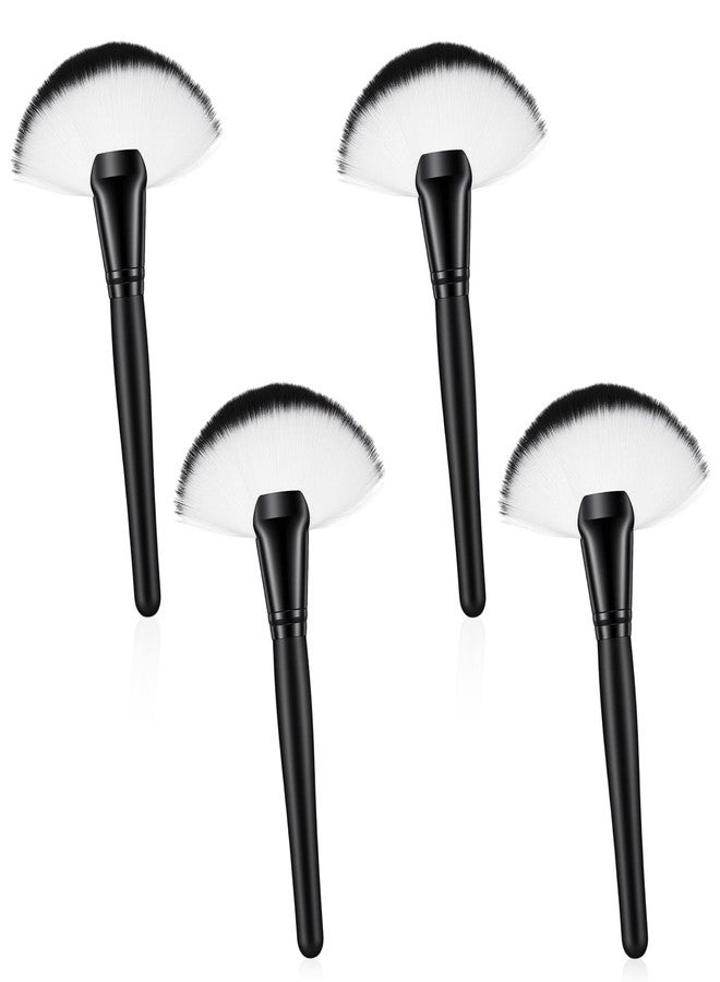 Andibro 4 PCS Fluffy Fan Brushes for Facials, Facial Fan Brushes Esthetician Fluffy Soft Bristle Highlighter Blush Esthetician Large Facial Fan Brush for Highlighting Blushing - Image 1