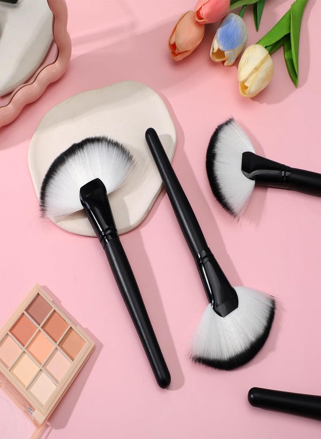 Andibro 4 PCS Fluffy Fan Brushes for Facials, Facial Fan Brushes Esthetician Fluffy Soft Bristle Highlighter Blush Esthetician Large Facial Fan Brush for Highlighting Blushing - Image 5