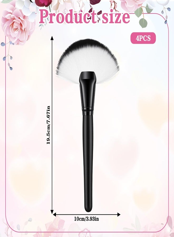 Andibro 4 PCS Fluffy Fan Brushes for Facials, Facial Fan Brushes Esthetician Fluffy Soft Bristle Highlighter Blush Esthetician Large Facial Fan Brush for Highlighting Blushing - Image 2