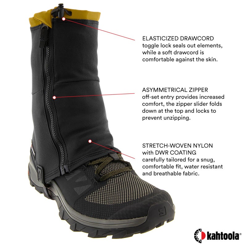 Kahtoola RENAgaiter Mid Gaiters for Hiking, Mountaineering, Trail Running, Shoe & Boot Protection in Mud, Snow & Ice - Raven - X-Small - Image 3
